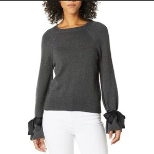 J. Crew Mercantile Cotton Wool Blend Ribbon Tie Bell Sleeve Womens Sweater Sz M